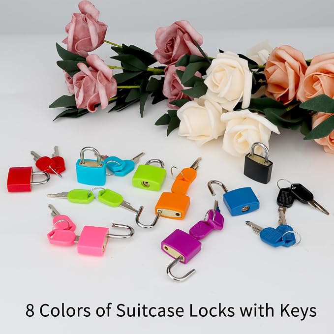 8 Pcs Suitcase Locks with Copper Keys Protect Your Belongings with Febwind's Set of 8 Mini Padlocks Multicolor Durable Locks for Suitcases Backpacks Boxes Cabinet and Laptop Bags - Image 7