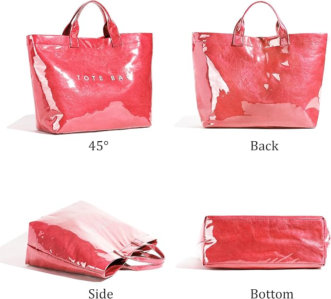 Lushandy PVC Tote Bag for Women Jelly Beach Bag Top Handle Hobo Handbag | Water-Resistant, Wipe Clean, Lightweight - Image 4