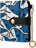 Blue White Shark Cute Design Women's Wallets RFID Blocking,Credit Card Holder Bifold Wallet,Slim Card Cases,PU Leather Travel Wallet for men Girls by visesunny