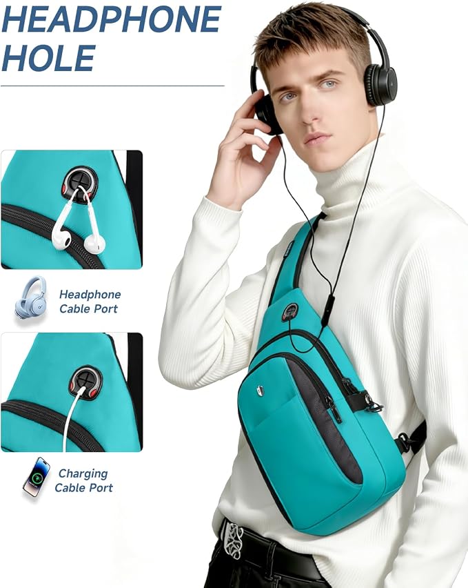 Anti-Theft Sling Bag for Women, Water Resistant Crossbody Backpack, Travel Hiking Chest Pack, Summer Travel Essentials for Beach, Theme Park & College, Fits 11 inch iPad & Switch 2, Turquoise - Image 7