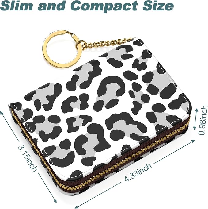 Credit Card Holder, Small RFID Card Wallet for Women, Slim Leather Wallet | Leather Card Holder Wallet, Credit Card Wallet Organizer, Business Card Case with Zipper & Keychain, 12-Slot Compartment - Image 5