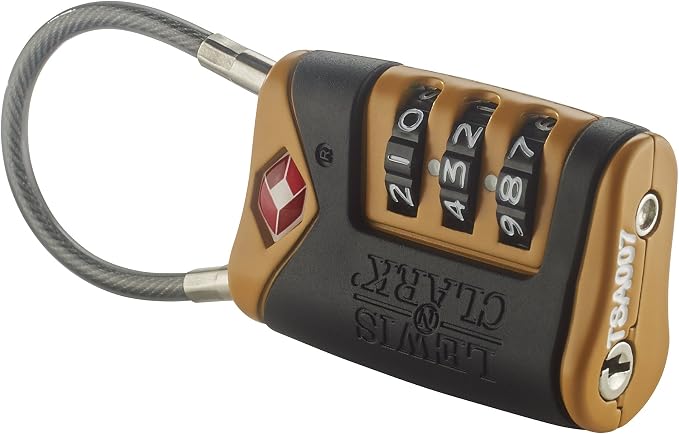 Lewis N. Clark TSA-Approved Easy-to-Set Combination Luggage Lock with Steel Cable, Orange, One Size - Image 6