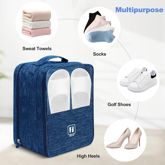 Shoe Bags for Travel,Holds 3 Pairs of Shoes,for Travel&Daily Use | Large Capacity Travel Shoe Bag,Golf Shoe Bag,Portable Dance Shoe Storage Pouch,Sneaker Storage Bag(Navy Blue) - Image 7