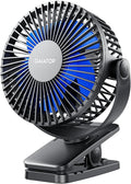 Gaiatop Portable Clip on Fan, Mini Personal Quiet Rechargeable Fan | Battery Operated, Small 3 Speed 360° Rotate, Cooling for Desk Table Home Office Stroller Camping Women Gifts Black Blue by GAIATOP