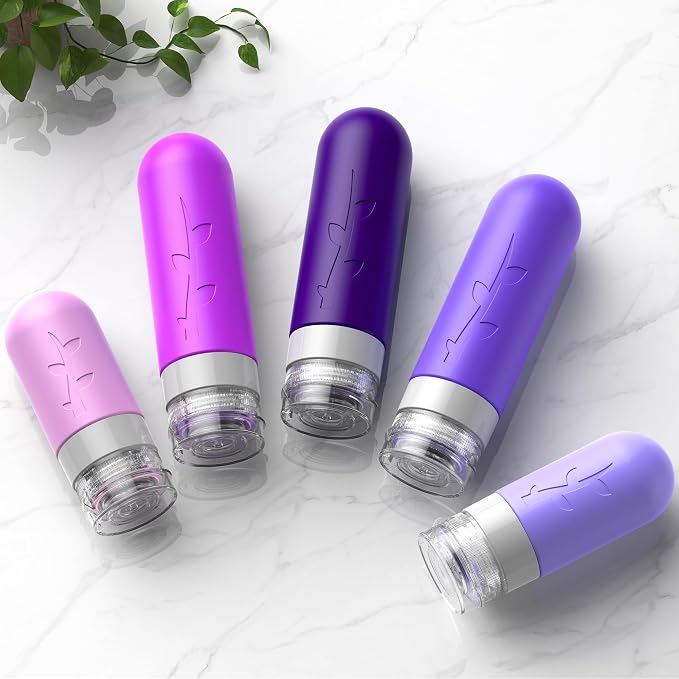 Aeomini 19 Pack Purple Travel Bottles for Toiletries, Silicone TSA Approved Travel Size Containers, Leak Proof Refillable Accessories for Shampoo Conditioner Lotion - Image 3
