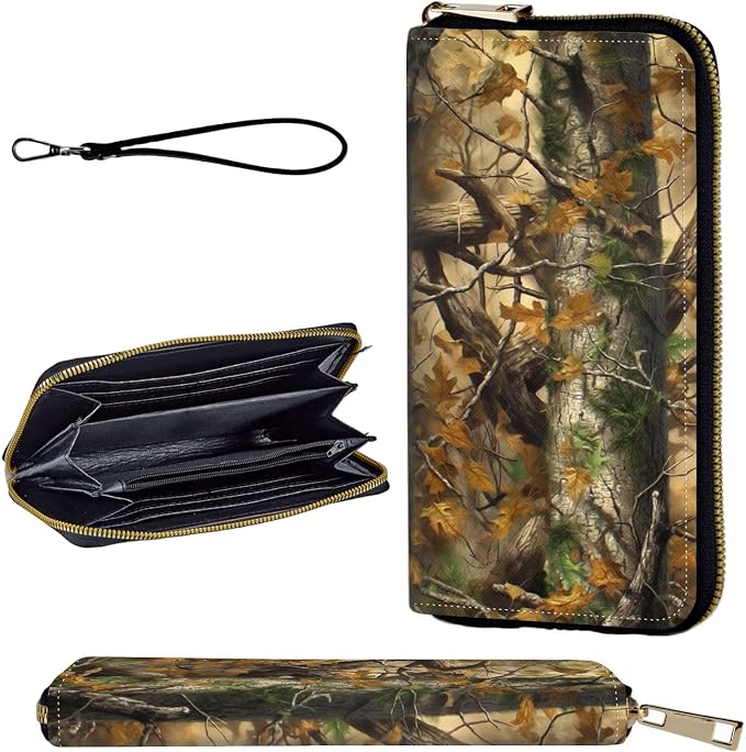 Wallet,Leather Long Wallet Suitable For Ladies And Teenagers - Detachable Wristband + RFID Travel Wallet With Card Slot - Forest Camouflage by Unknown