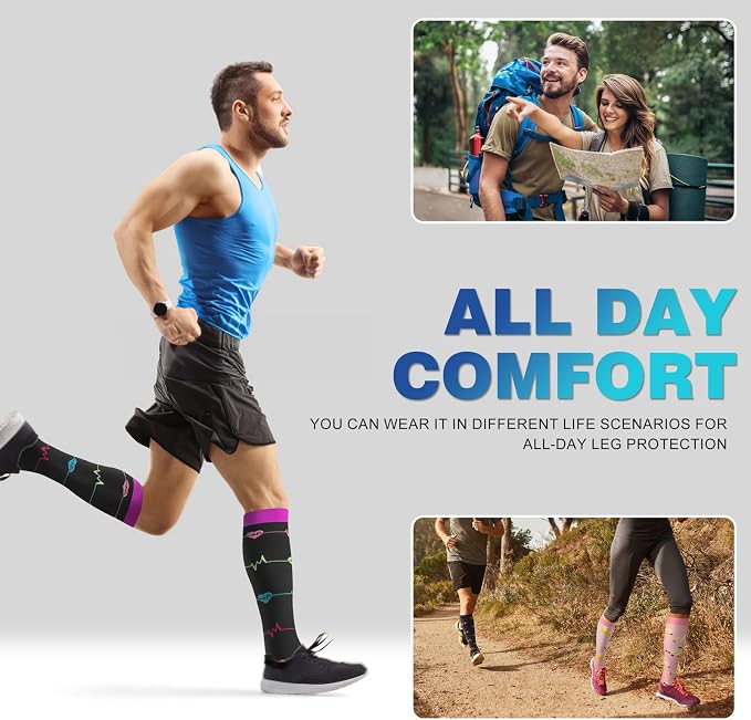 cerpite Compression Socks for Women & Men Circulation 8 Pairs Compression Socks 20-30 mmhg Best for Running,Nurse,Travel - Image 3