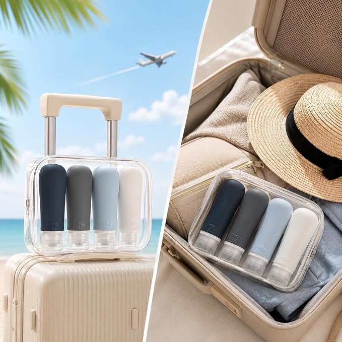 INSFIT Travel Bottles for Toiletries, TSA Approved 3oz Travel Size Containers, BPA Free Leak Proof Squeezable Silicone Tubes for Shampoo Conditioner Lotion Body Wash with Labels - Image 6