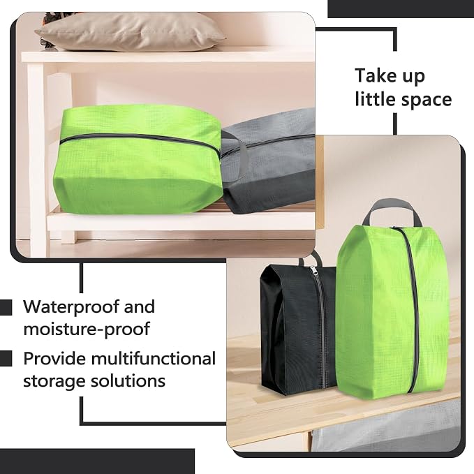 ASTIMESA 9 Pieces Waterproof Shoe Bag, 3 Different Sizes Zippered Travel Shoe Bags with Handle, Portable Shoe Packing Cubes Cases for Women Men Organizer Gym Travelling Suitcase (Green) - Image 7