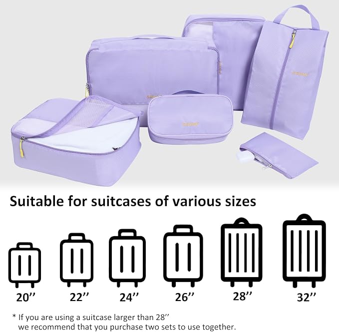 Packing Cubes for Suitcases, 5 Set Travel Luggage Organizer Bags and Storage Packing Cubes for Women Men, Purple - Image 4
