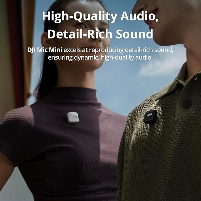 DJI Mic Mini (2 TX + 1 Mobile RX), Ultralight, Active Noise Cancelling | Wireless Lavalier Microphone for iPhone 17/16/15 & Android/PC/Tablet, Plug-and-Play, 300m Transmission, Youtube, Vlog - Image 3