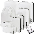 Compression Packing Cubes, Lumesner 8 Set Travel Packing Cubes for Carry on Suitcases, Compression Suitcase Organizers Bag Set & Travel Cubes(8-piece, White) by Lumesner