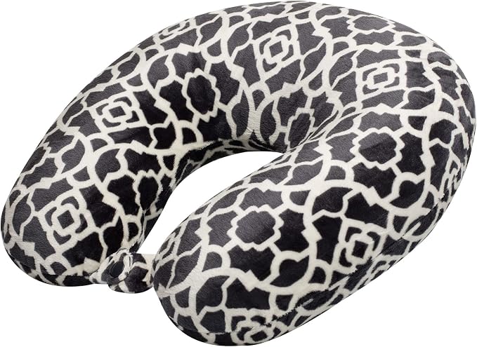 Wolf Essentials Adult Cozy Soft Microfiber Neck Pillow for Travel – Compact, Machine Washable - Perfect for Airplane, Car, or Home Use - Filled and Finished in the USA – Charcoal Trellis - Image 4