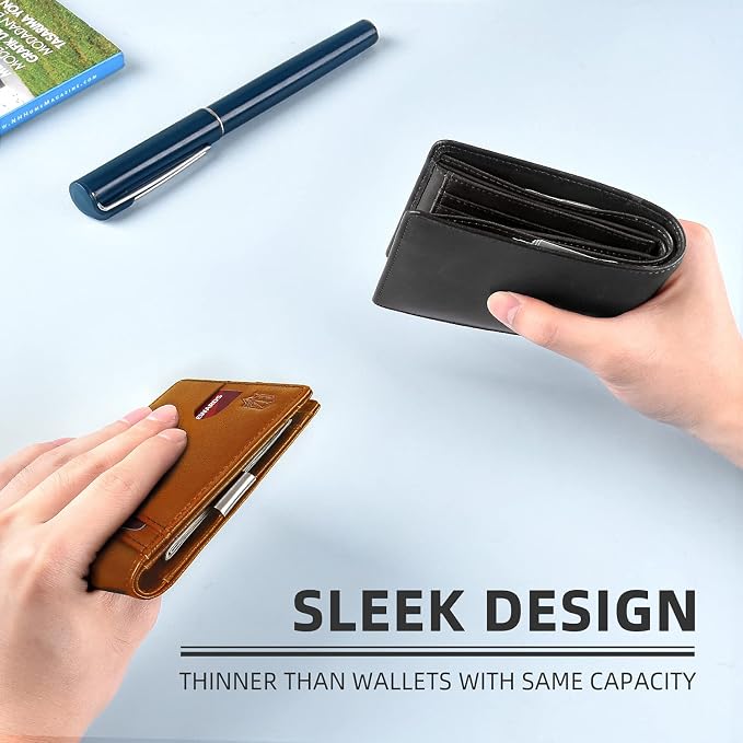 Zitahli Money Clip Wallets for Men,Slim Bifold Wallet 10-12 Cards, Mens Leather Wallet with ID Window,RFID Blocking Thin Minimalist Credit Card Holder,Gifts for Him - Image 3
