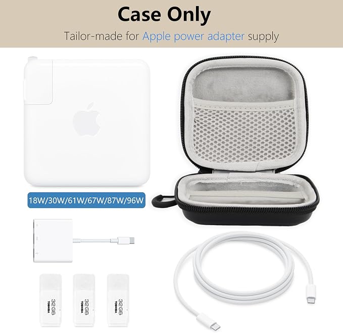 Portable Charger Case, Tech Pouch Travel Organizer, M, Black | Hard Shell Electronic Storage for MacBook Power Adapter, Charging Cords, USB Drives, Power Bank Laptop Accessories - Image 3
