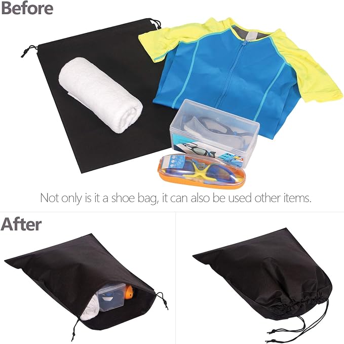 12 Pack Shoe Bags for Travel Non-Woven with Rope for Men and Women Large Shoes Pouch Storage Packing Organizers - Image 6