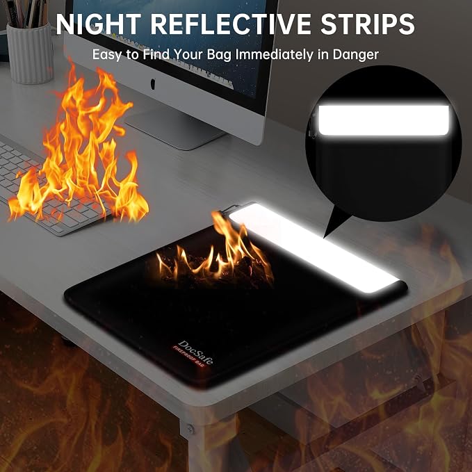 DocSafe Fireproof Document Bag (5200℉) with Fireproof Organizer Travel Case,Heat Insulated Fire＆Water Resistant 8 Layers Safe Money Bag Storage for Important Documents,Cash,Power Bank,Valuables,Black - Image 8