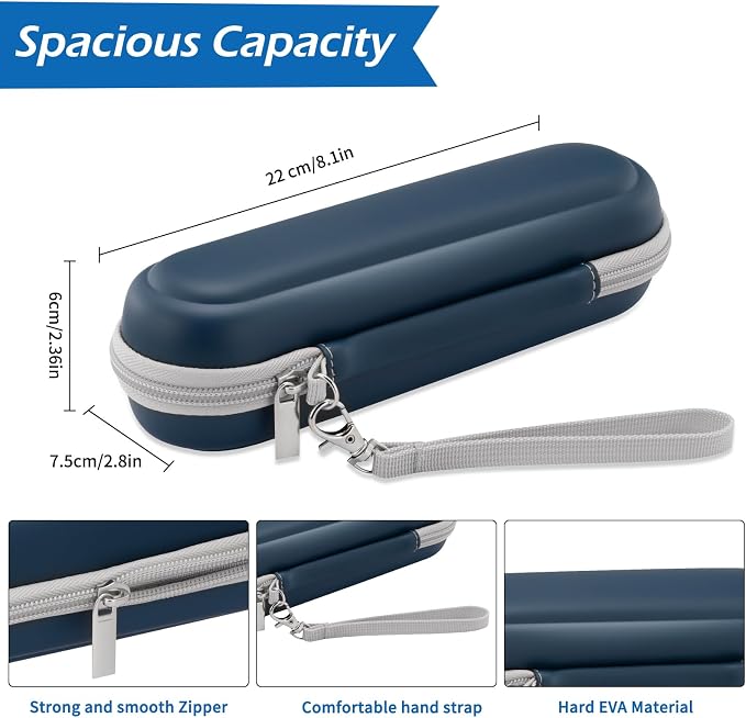 Toothbrush Travel Case for Oral B/Oral-B Pro 1000 1500 5000 7000 & Philips Sonicare 4100 1100 5300 5100 6100/iO Electric Toothbrush, Hard Protective Storage Bag (Deep blue) - Image 3