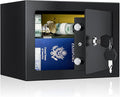 Small Safe with Key for Money, 0.25 Cu Ft Key Lock Box (Black) | Small Safe Box Coffre Fort for Money Cash Jewelry Medicine Passport, Steel High Security Safety Box by WASJOYEUS