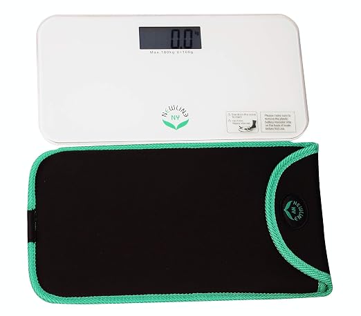 NewlineNY White Mini Bathroom Scale with Travel Protection Case SBB0722M-WH + NYMSS101BG by NewlineNY