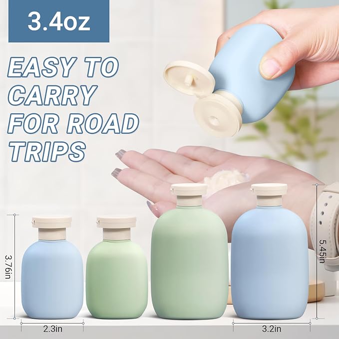 3.4oz Travel Bottle with Flip Cap, Leak Proof Squeeze Bottles, Refillable Plastic Travel Containers for Creams, Lotion, Foundation, Shampoo, Conditioner - Image 2