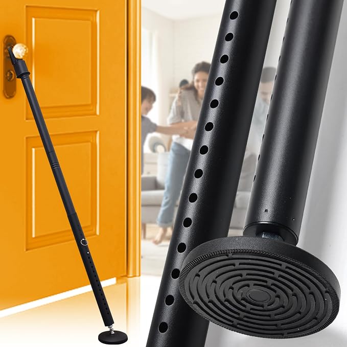 Heavy Duty Door Security Bar, 24.5"-50.7" Adjustable Door Stopper with Large Anti-Slip Base, 360° Swivel Foot, Portable Door Brace for Hinged Doors, Sliding Windows, Hotel & Apartment by Wefaith