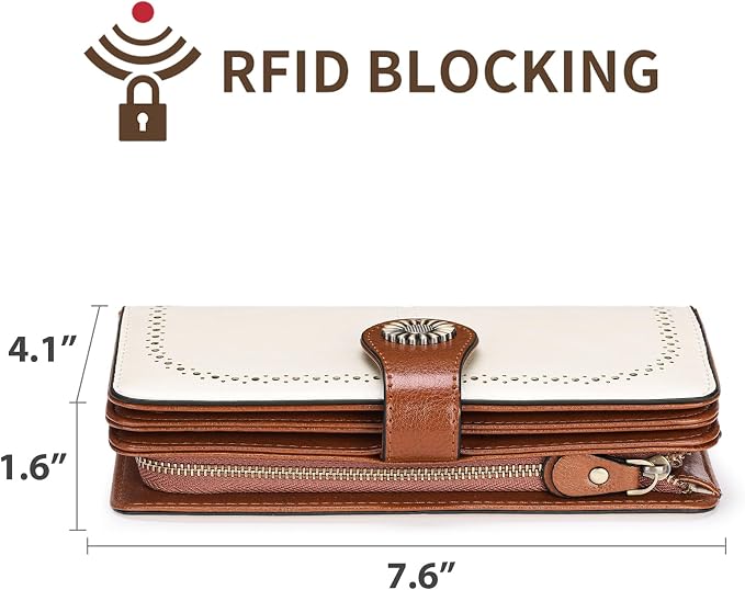 SENDEFN Wallets for Women Leather Credit Card Holder with RFID Blocking Large Capacity Wristlet | with RFID Blocking - Image 3