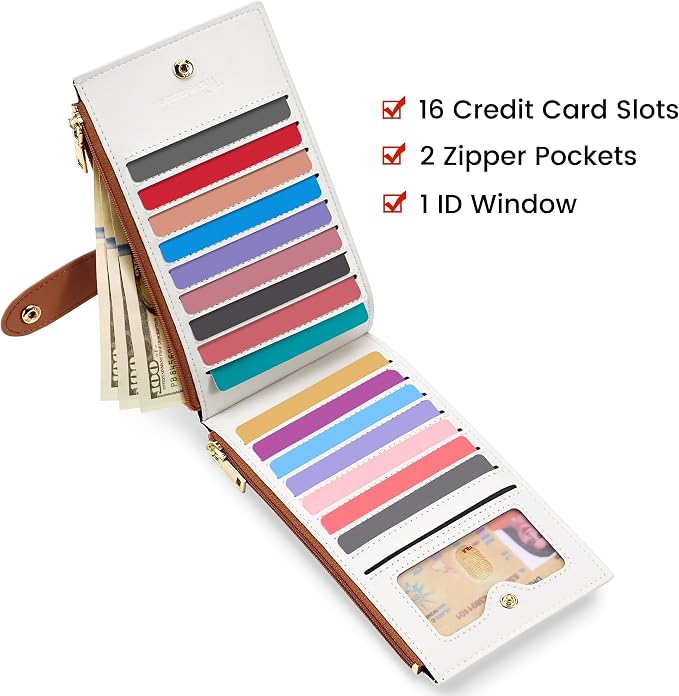 Travelambo RFID Wallet Women Large Size Bifold Multi Card Wallet Case with Zipper Pocke Credit Card Holder for Women - Image 2