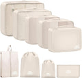 9 Set Packing Cubes for Travel Essentials - Lightweight Carry-On Luggage Organizer Bags with Shoe, Clothes & Laundry Bags for Airplane, Family & Business Travel, Beige by Unknown