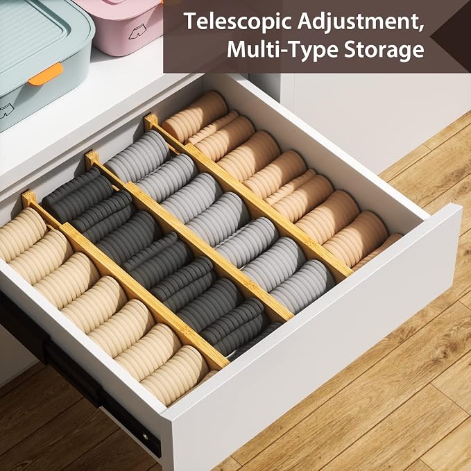 4 PCS Drawer Divider, 17"-22" Adjustable Bamboo Drawer Dividers Organizers, Expandable Separators for Kitchen, Clothes, Dressers, Home, Office - Image 6