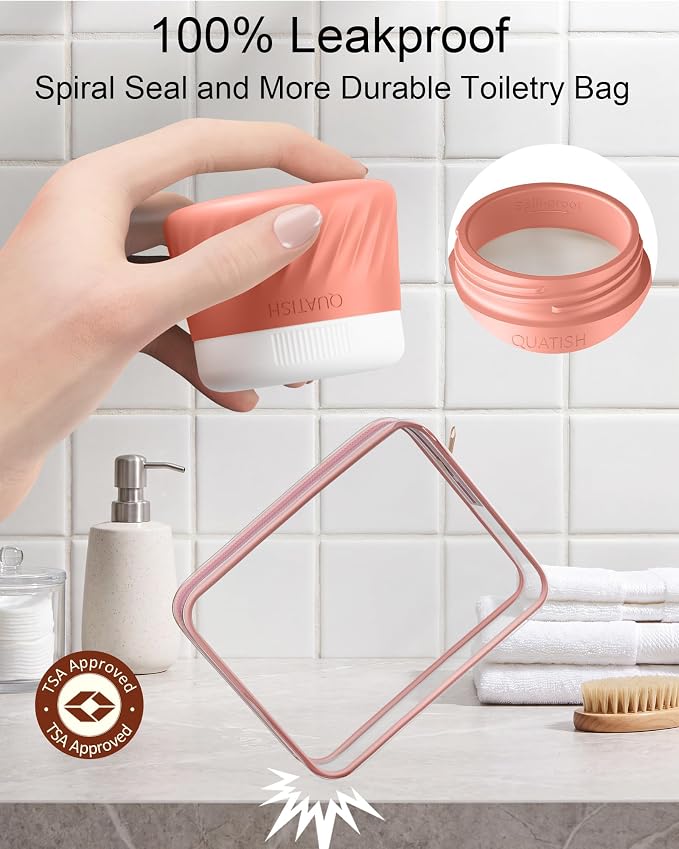 Quatish 6 Pack Travel Size Containers for Toiletries, 2oz, Red Rock | Leakproof, TSA Approved Silicone Jars, Easy to Clean, Portable Travel Essentials for Lotion Cosmetics Medicines and Jewelry - Image 2