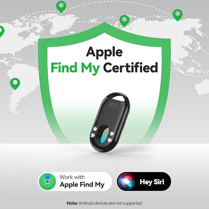 TECKNET [MFi Certified] Air Tracker Tags, Rechargeable Bluetooth Tracker | 3-in-1 Find My Tracker 4 Pack (iOS Only), 100dB Alarm & IR Lens Finder, IP67 Waterproof, Item Locator for Key Luggage Wallet - Image 3