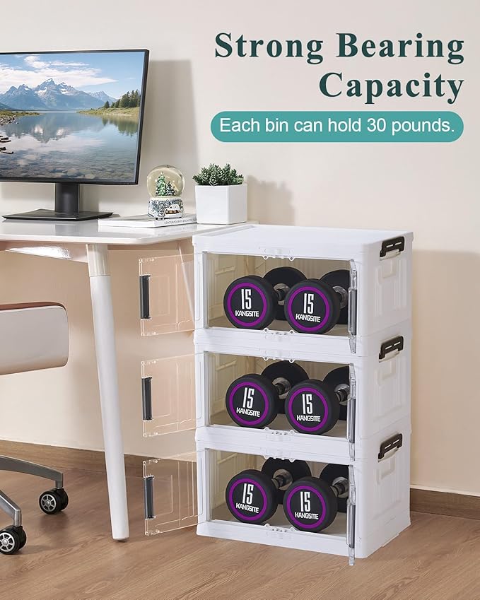 OlarHike 23QT Storage Bins with Lids for Closet, Office, Dorm, 3 Pack | Multi-Lid, Lockable Cabinet, Doors & Wheels, School, Bathroom, Foldable Containers, Stackable Organizers, Plastic Drawers - Image 7