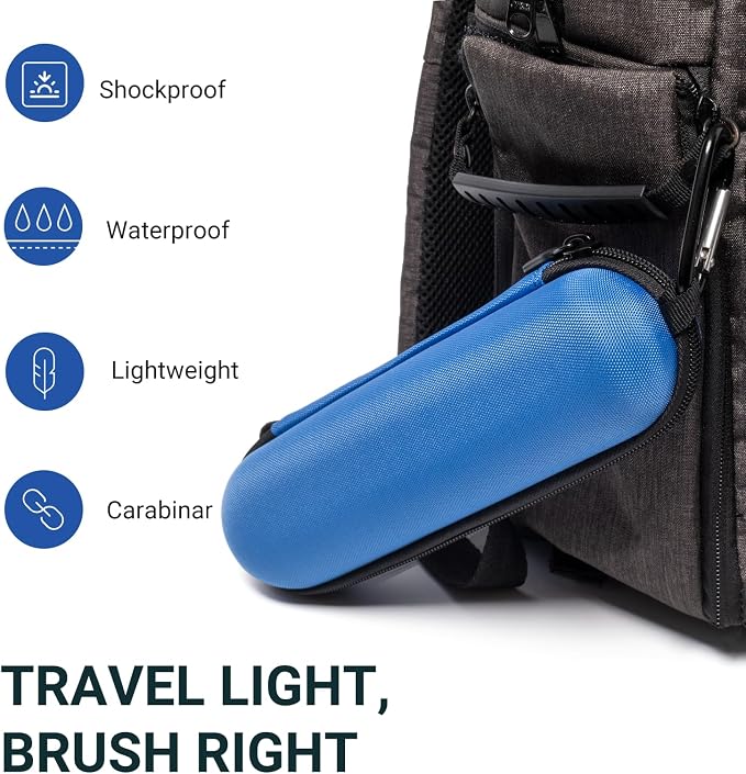 Nincha Compact Electric Toothbrush Travel Case, EVA Protective Storage Bag for Philips Sonicare/Oral-B, Waterproof Portable Carrying Case with Mesh Pocket & Elastic Bands (Blue) - Image 6