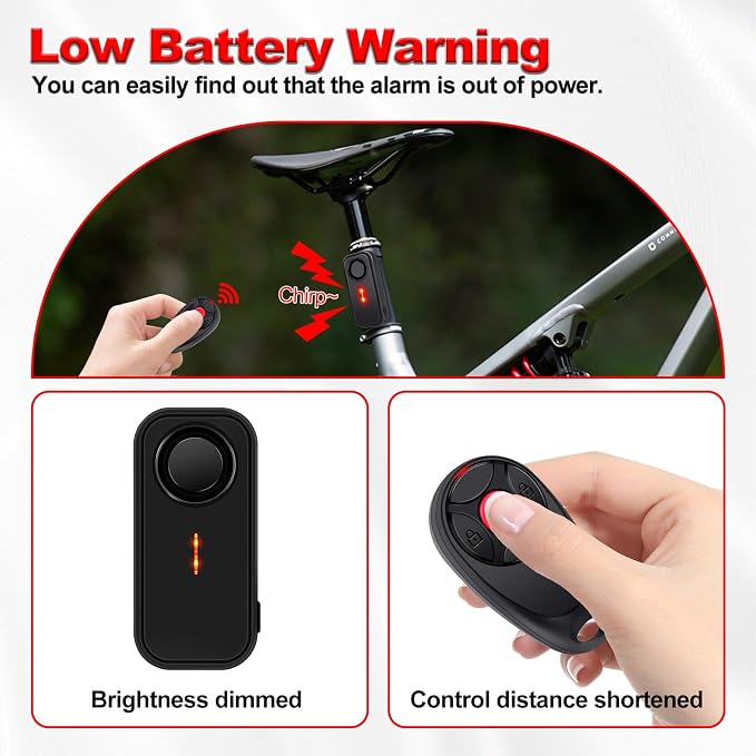 113dB Car Alarm System with Remote,1PK | Anti-Theft Vibration Sensor Alarm with Red Warning Light 7 Levels Sensitivity Adjustable,General for Car,RV,Motorcycle,Bike - Image 6