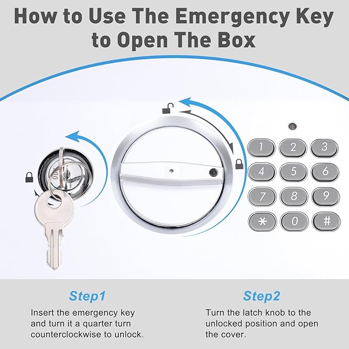 KYODOLED Safe Box with Digital Keypad Lock, Lock Box with Code for Personal Items, Metal Security Box for Cash, Passport, Jewelry, Ideal for Home, Office, Garage Sale, 11.8'' x 9.4'' x 3.5'', Black - Image 5