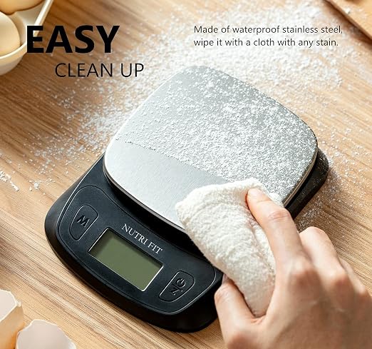 Kitchen Scales Digital Food Scale Cooking in Grams & Ounces Black | Stainless Steel, Max 11lb 1g Increment, Backlit LCD Screen, Baking Food Weight Scale for Sourdough Bread, Include Battery - Image 6
