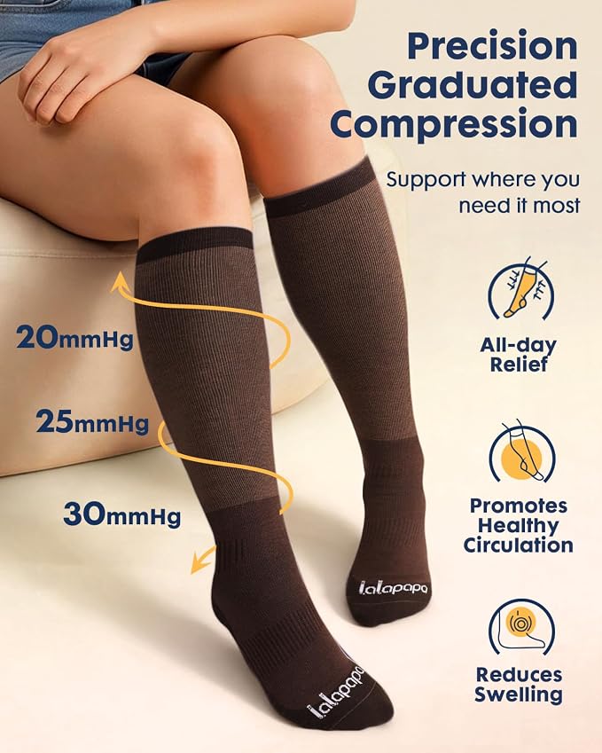 Comfortable Cotton Compression Socks | 20-30mmHg Ankle Arch Support Socks, Breathable Extra Cushion for Flying Travel Nurse, Graduated Support for Women Men - Image 4