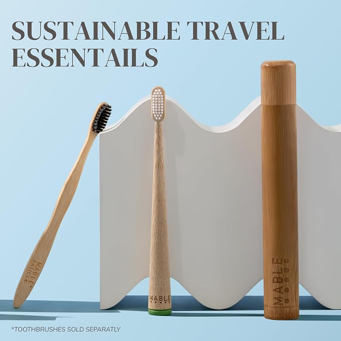 MABLE Toothbrush Travel Case | Bamboo Toothbrush Holder for Travelling and Camping | Adult Size | Natural Product - Image 7