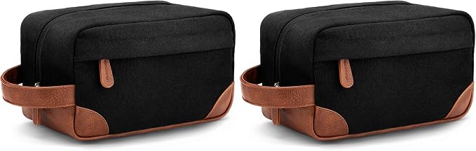 Vorspack Travel Toiletry Bag - Hanging Toiletry Bag for Men Water Resistant Canvas Shaving Bag with Large Capacity for Travel - Black (Pack of 2) by Vorspack