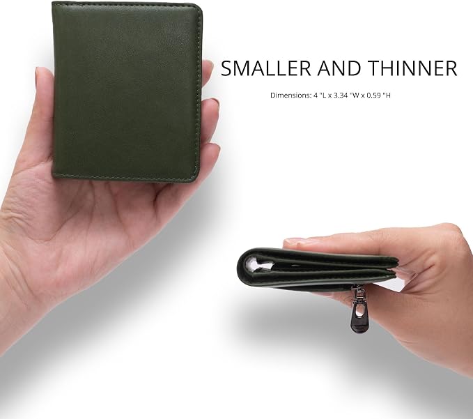 Alldaily Small RFID Wallet for Women Slim Compact Bifold Pocket Ladies Travel Mini Purse (Green) - Image 2