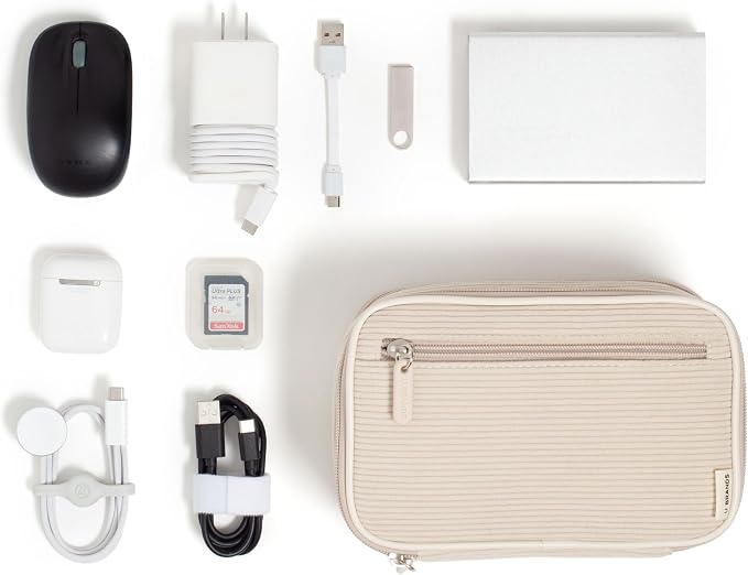 U Brands Electronics Organizer Travel Case, Cord Storage, 8" x 5.25", Beige - Image 4