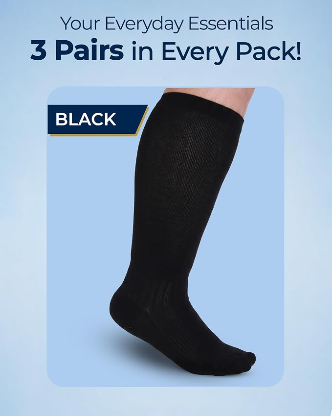 Pembrook 3 Pairs Plus Size Compression Socks Wide Calf - Bamboo Viscose Compression Socks for Women Wide Calf - Image 5