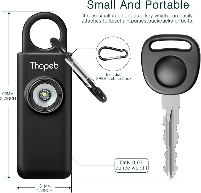 Personal Safety Alarm for Women – Superior Loud Siren & SOS Strobe | Premium Compact & Well-crafted Self Defense Keychain Alarm, College Dorm Essential, Variety of Colors (Charcoal) - Image 2