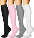 CHARMKING Compression Socks for Women & Men, 4 Pairs, Travel Nurse Athlete | Graduated 10-15mmHg compression, soft stretch fabric, boost blood circulation, relieve leg swelling, ideal for travel, nurses by CHARMKING