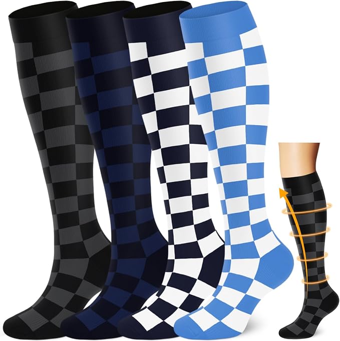 ACTINPUT Copper Compression Socks Men & Women 4 Pairs,Best Support for Nurses,Running,FLying,Athletic by ACTINPUT