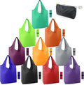 BeeGreen Reusable-Grocery-Bags-Foldable-Machine-Washable-Reusable-Shopping-Bags-Bulk Colorful 10 Pack 50LBS Extra Large Folding Reusable Bags Totes w Zipper Storage Pouch Lightweight Polyester Fabric by BeeGreen