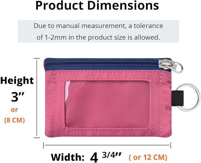 RFID Blocking Travel Wallet with Adjustable Lanyard, Small Nylon Zipper Pouch and Badge Holder for ID, Credit Cards, Cash, Keys, Commuters (Rose Pink) - Image 3