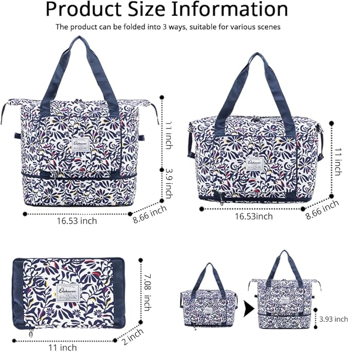 Large Capacity Foldable Travel Bag | Expandable Portable Carry on Bag Dry&Wet Separation Sports Duffel Bag - Image 2