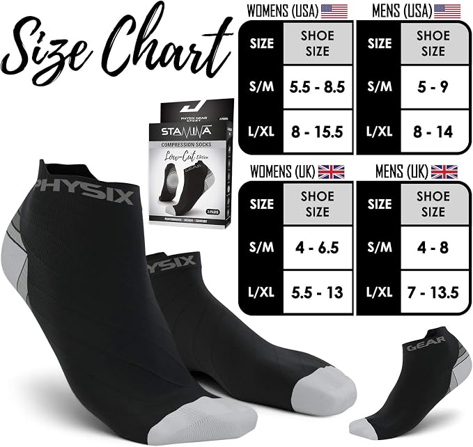 Physix Gear Short Compression Socks for Men & Women - Best Low Compression Socks Women & Men Ankle Socks with Arch Support - Image 4